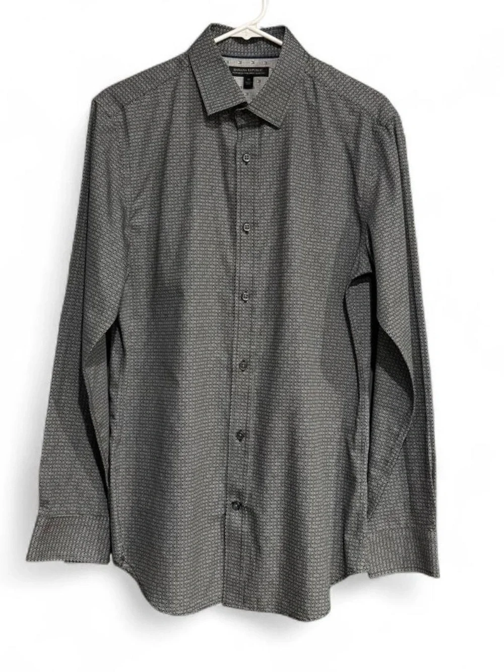 Banana Republic Tailored Slim Fit Long Sleeve Polo Dress Shirt Size M 15-15 1/2